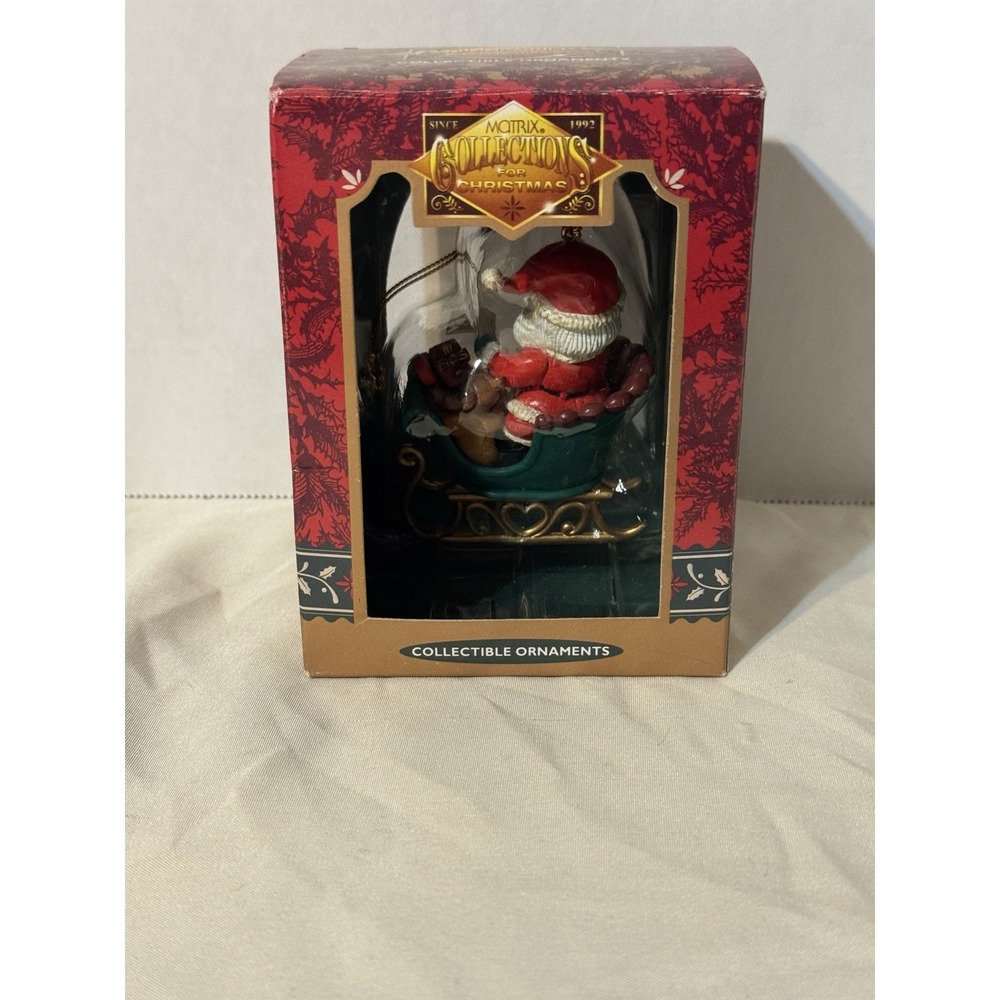 1992 Matrix Santa Sleigh Ornament Vintage Christmas Collectible‎ NOS Boxed